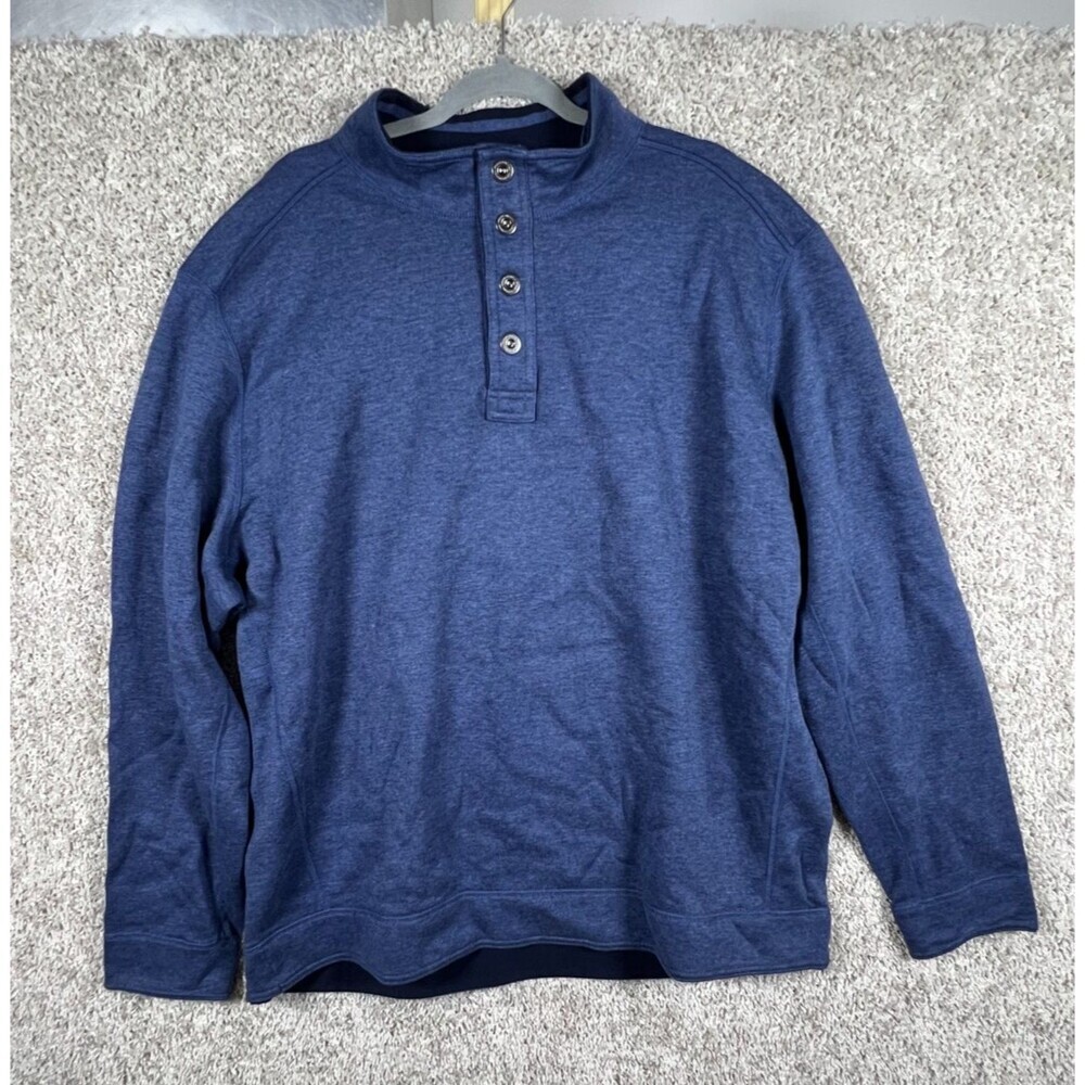 Men's Tommy Bahama  Coast Reversible Snap Mock Sweatshirt  Blue Note Heather 3XL